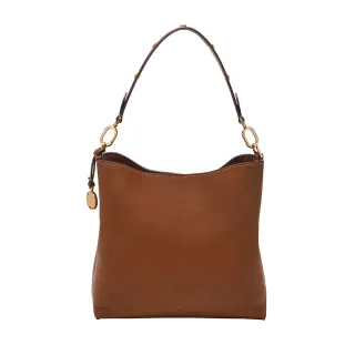 【FOSSIL 官方旗艦館】Jessie 真皮肩背水桶包-棕色 ZB11003200