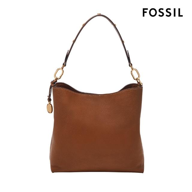 【FOSSIL 官方旗艦館】Jessie 真皮肩背水桶包-棕色 ZB11003200