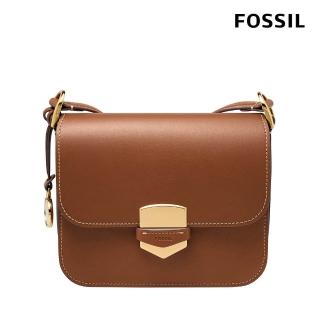 【FOSSIL 官方旗艦館】618狂歡｜Lennox 真皮金釦方包-咖啡色 ZB1924200