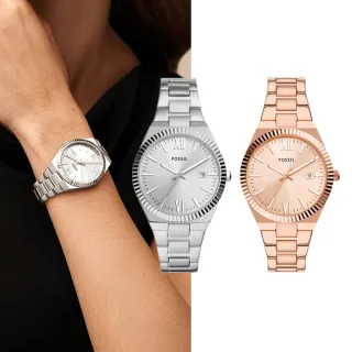 【FOSSIL 官方旗艦館】Scarlette系列 簡約質感女錶 不鏽鋼錶帶指針手錶 38MM(多色可選)