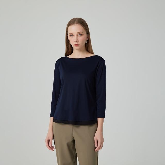 【giordano ladies】24FW_下擺撞色拼接上衣(02324506)