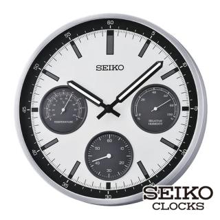 【SEIKO 精工】三眼造型時鐘掛鐘 QXA823S(EIKO、掛鐘、日本原廠機芯、靜音指標、溫/濕度)