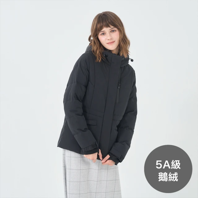 GIORDANO 佐丹奴 女裝5A級鵝絨連帽外套(09 標誌黑)