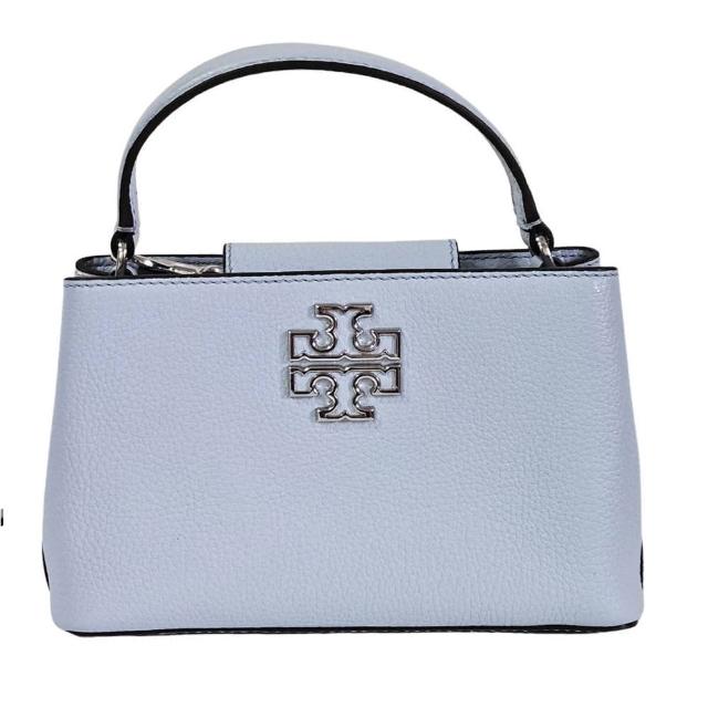 【TORY BURCH】TB Britten 簍空雙T LOGO 荔枝紋小號手提斜背包(天空藍/雙11)