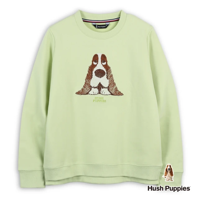 Hush Puppies 女裝 上衣 精緻Q版刺繡狗大學T(淺綠 / 44210105)