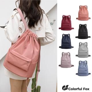 【Colorful Fox】防潑水大容量旅行束口運動包(共七色)