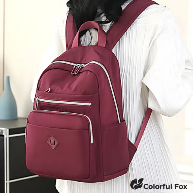 【Colorful Fox】防水包 通勤旅行休閒後背包 雙肩包(黑色／深藍色／淺藍色／粉色／紫色／