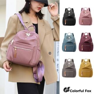 【Colorful Fox】經典外出型防水尼龍後揹包 雙肩包(黑／暗金／粉／灰／藍／紅)