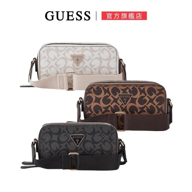 【GUESS】滿版印花可調式斜背包(三色任選)