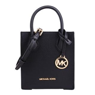 【Michael Kors】MERCER系列 小款 金字LOGO 全皮革 手提/斜背 兩用斜揹包/琴譜包(黑)