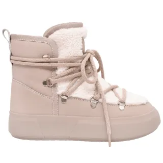 【Ann’S】Ann’S X Sanrio三麗鷗 HELLO KITTY 聯名 奶茶泰迪絨毛綁帶厚底雪靴4cm(杏)