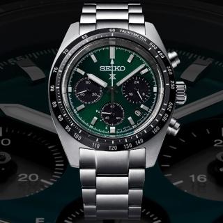 【SEIKO 精工】PROSPEX SPEEDTIMER 綠熊貓三眼太陽能計時錶-39mm 父親節 (V192-0AF0G SSC933P1)