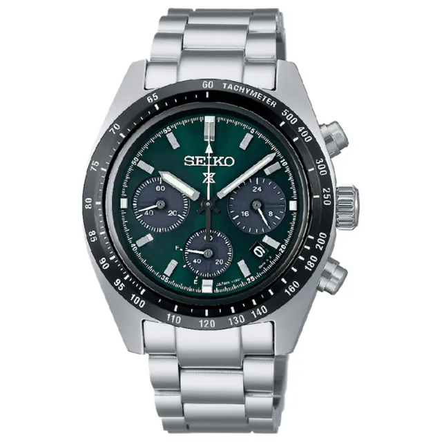 【SEIKO 精工】PROSPEX SPEEDTIMER 綠熊貓三眼太陽能計時錶-39mm 母親節(V192-0AF0G SSC933P1)