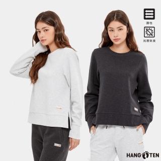 【Hang Ten】女裝-恆溫多功能-坑條抗菌除臭開衩大學T(多色選)