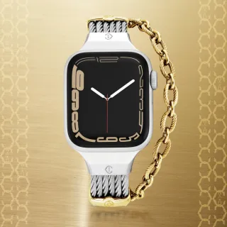 【CHARRIOL 夏利豪】蘋果Apple Watch錶帶 38/40/41㎜適用 St-Tropez金鍊SM款 加多重好禮 C6(AW.560.ST02)