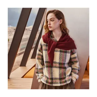 【Diffa】卡綠格落肩下襬抽繩設計針織衫-女