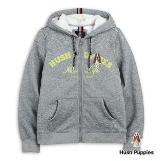 【Hush Puppies】女裝 外套 經典品牌英文刺繡狗連帽外套(麻灰 / 44217109)