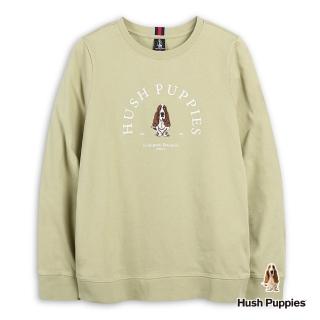 【Hush Puppies】女裝 T恤 素色簡約造型英文刺繡狗長袖T恤(淺綠 / 44211103)