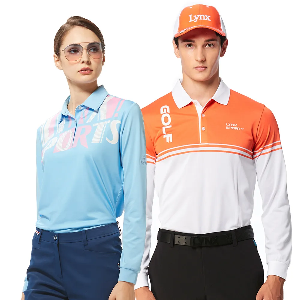 【Lynx Golf】雙11零碼限定！男女機能吸濕/網眼透氣運動長袖polo衫 高爾夫球衫(山貓多款任選)