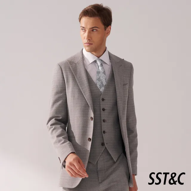 【SST&C】男裝 可機洗系列灰色紋理裁縫西裝外套00012409006(換季65折)