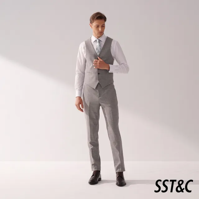 【SST&C】男裝 可機洗系列灰色紋理裁縫西裝褲00022409006(換季65折)