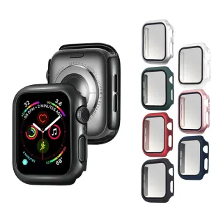 【RedMoon】APPLE Watch S11/10/9/8/7 9H鋼化玻璃+PC全包覆雙料防摔保護殼 41/42/45/46mm(Series11/S10/S9)