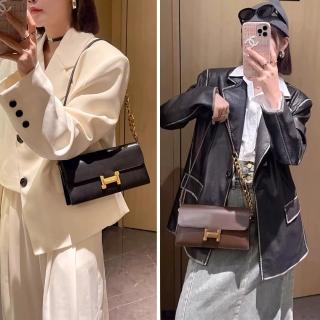 【MoonDy】618 包包 女腋下包 斜揹包 真皮包包 包 鍊條小方包 鍊條包 復古腋下包 高階感 老錢風包包 精品