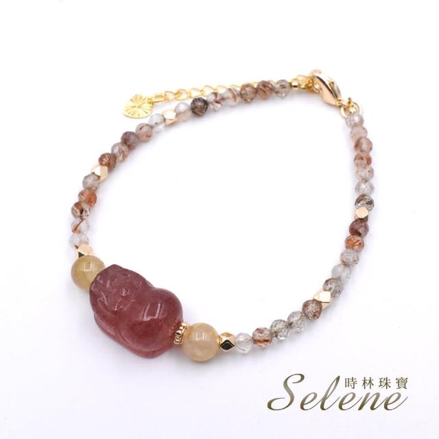 【Selene】黑金超七草莓晶貔貅手鍊(招財首選)