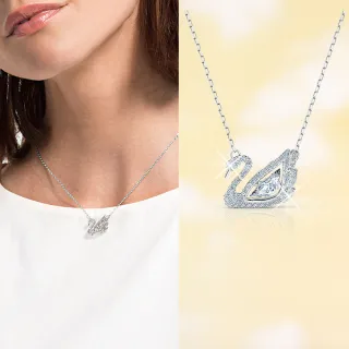 【SWAROVSKI 官方直營】Swan 項鏈 天鵝 白色 鍍白金色 交換禮物