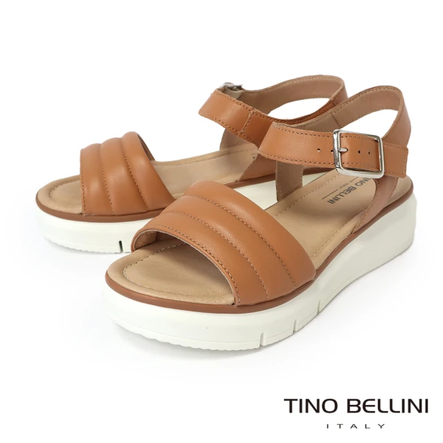 TINO BELLINI 貝里尼 寬帶壓紋厚底涼鞋FSNT016-9(駝色)