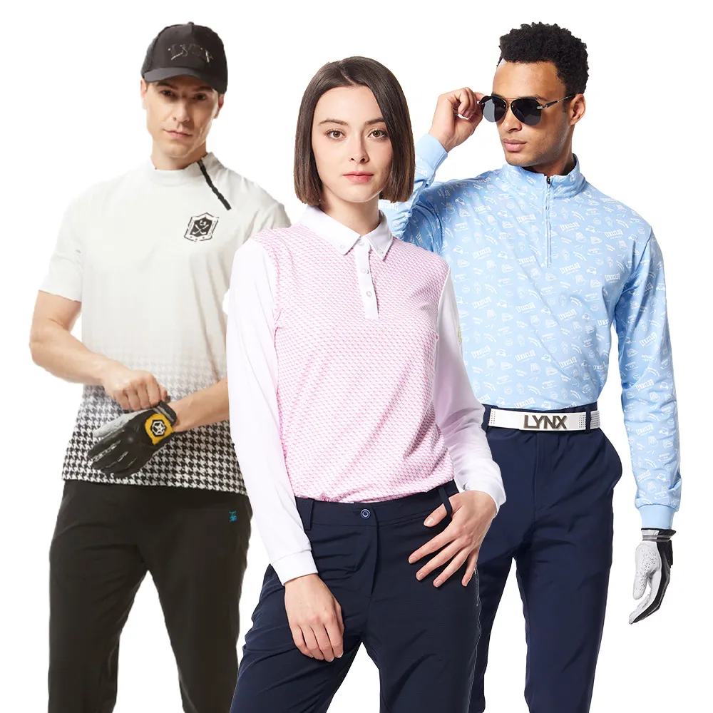 【Lynx Golf】雙11新品瘋殺!男女HICOOL排汗滿版印花長短袖polo衫/高爾夫球衫(山貓多款任選/乾爽/彈性)