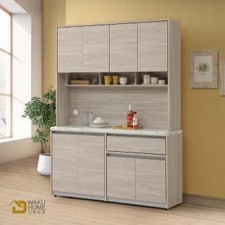 【WAKUHOME 瓦酷傢俱】法伊恩雲杉木5尺餐櫃-上下座-A005-610+610-1