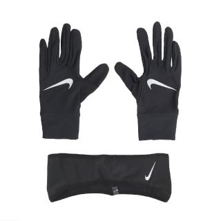 【NIKE 耐吉】手套 Essential Running 女款 黑 白 保暖 可觸控 慢跑 跑步 帽子 慢跑組合(N1000598-082)