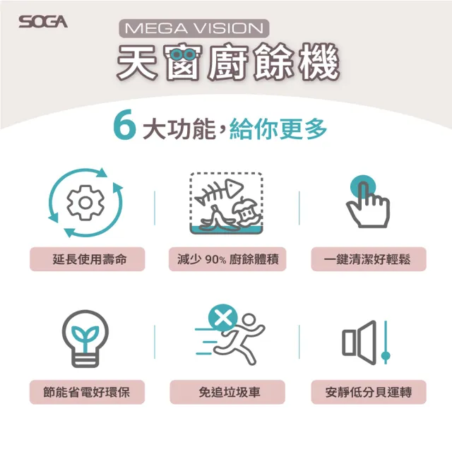 【SOGA】2.5L多功能廚餘機VISION天窗廚餘機(智慧正逆轉/不挑食/低分貝無異味/環保綠肥)