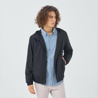 【GIORDANO 佐丹奴】男裝連帽風衣外套(09 標誌黑)