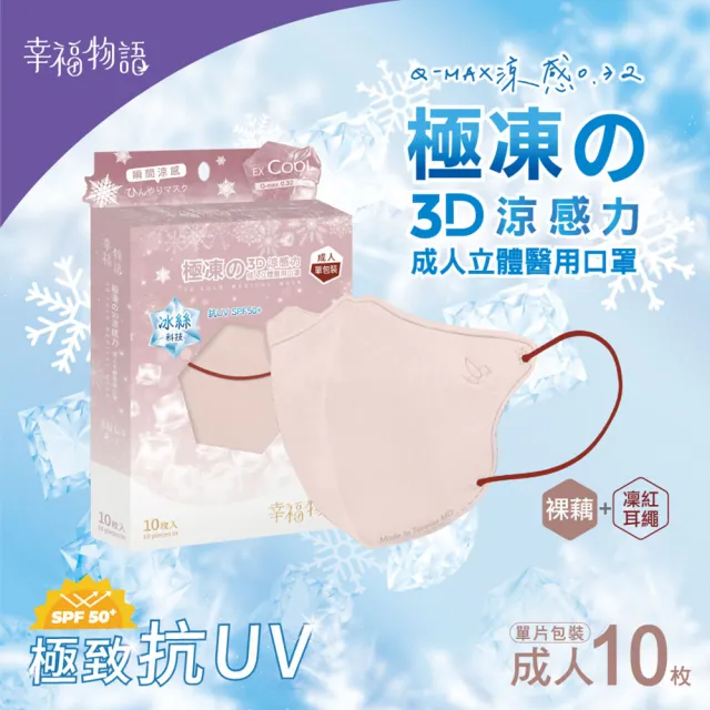 【BenQHealth 明基健康生活】幸福物語 極凍舘3D立體醫療口罩10片/盒x4盒(瞬間涼感 成人、XL雙尺寸)