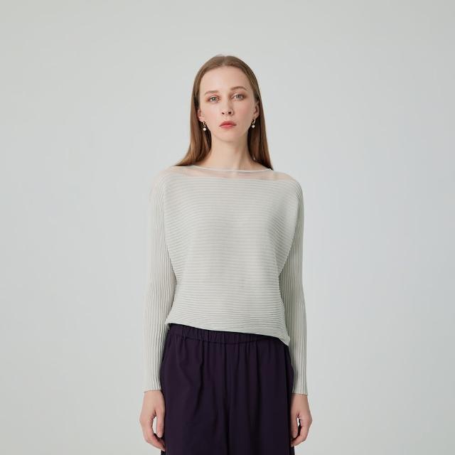 【giordano ladies】24FW_領口透紗設計連袖上衣(02354521)