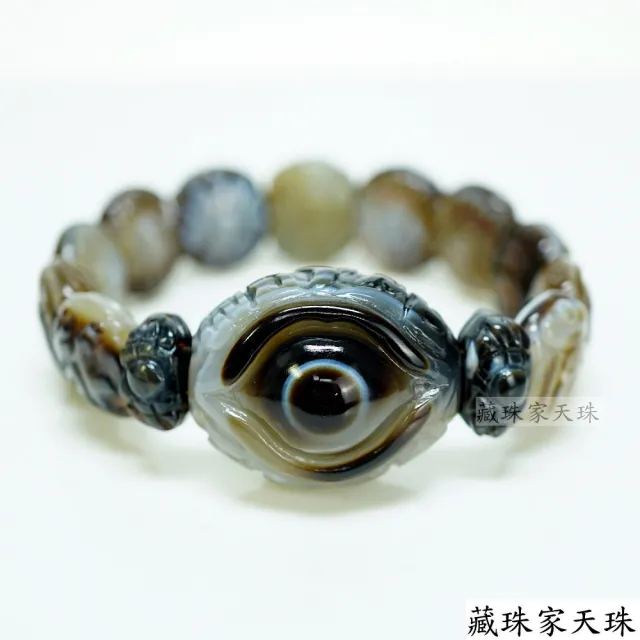 【藏珠家】精品財咒天眼+黑袍金剛護法天珠手鍊-手排