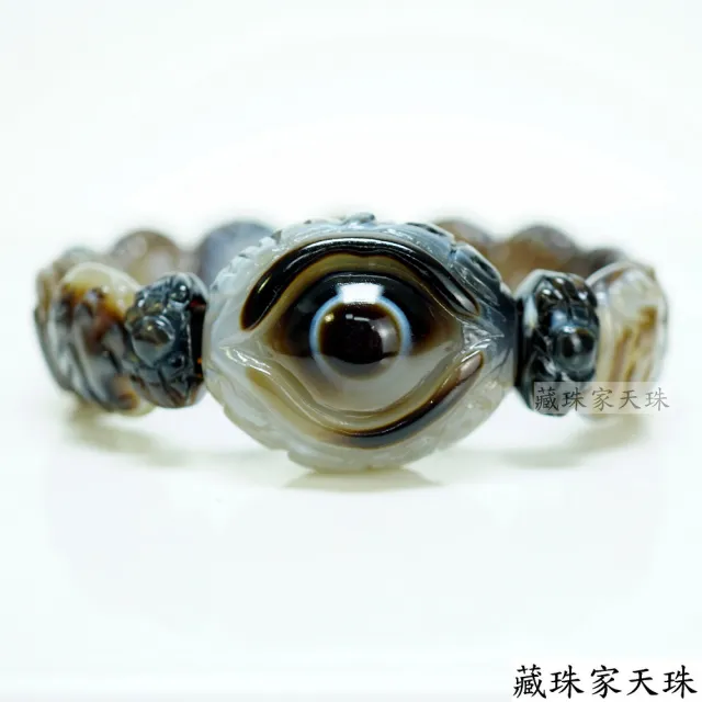 【藏珠家】精品財咒天眼+黑袍金剛護法天珠手鍊-手排