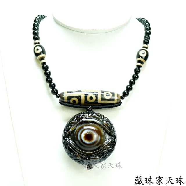 藏珠家】精品53mm文殊菩薩+財咒天眼+大九眼天眼天珠項鍊- momo