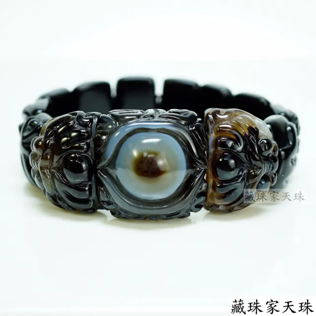 【藏珠家】精品財咒天眼+雙龍+黃財神天珠手鍊-手排