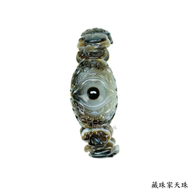 【藏珠家】精品雙龍拱珠+黃財神咒天眼天珠手鍊-中手排