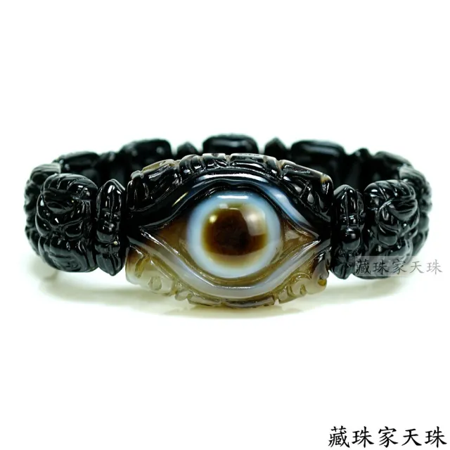 【藏珠家】精品財咒藥師佛天眼+雙龍+黃財神天珠手鍊 大手排