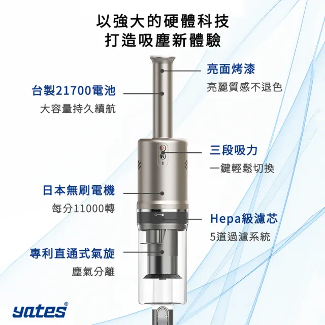 【Yates亞堤斯】台灣製CV-X1 氣旋智慧無線吸塵器 手持式吸塵器 多項專利 超強吸力 除塵螨 大全配