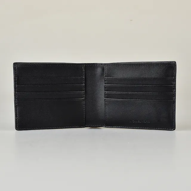 【Michael Kors】MK MICHAEL KORS COOPER LOGO對折10卡老花風設計短夾(棕x黑)