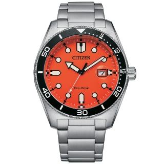 【CITIZEN 星辰】GENTS系列 光動能大三針時尚腕錶/橘面43mm(AW1760-81X)
