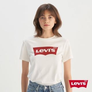 【LEVIS 官方旗艦】女款 重磅短袖T恤/修身版型/經典Logo/210GSM厚棉 白 上衣 人氣新品 A2806-0001
