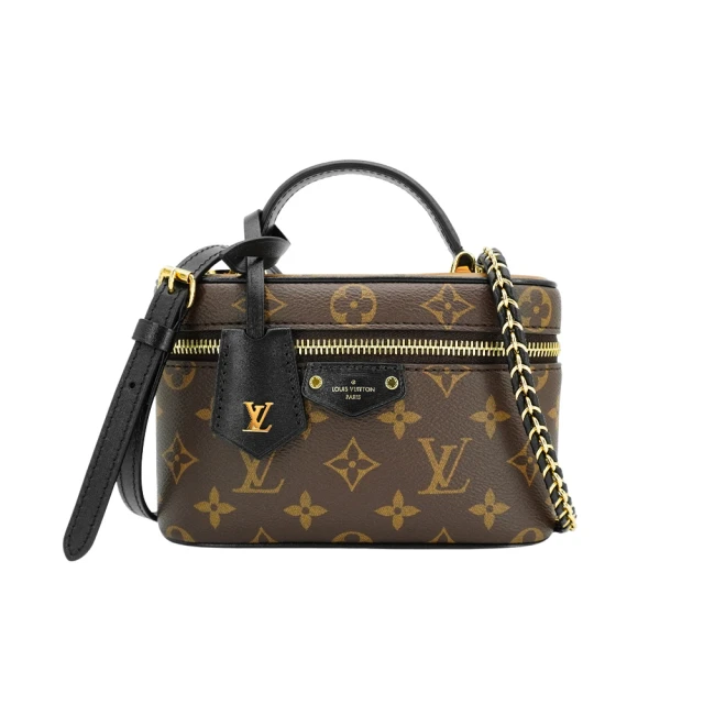 Louis Vuitton 路易威登 展示品 Vanity Chain Pouch 雙色帆布橫式斜背化妝包(M47125-咖)