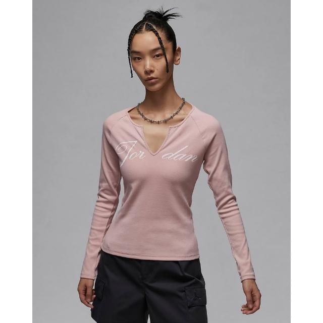 【NIKE 耐吉】喬丹 長袖上衣 羅紋上衣 女款 AS W J LS KNIT TOP HO 1 粉色(FV7189601)