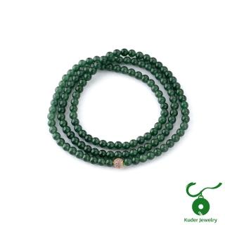 【K.D.J 圓融珠寶】天然翡翠A貨 冰種滿綠 翡翠項鏈 手串(5mm珠.60cm鍊長)